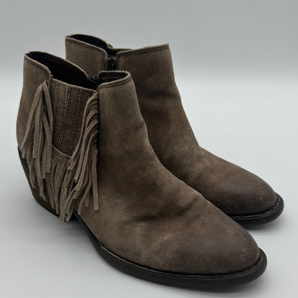 Born Brown Suede Ankle Boots with Fringe